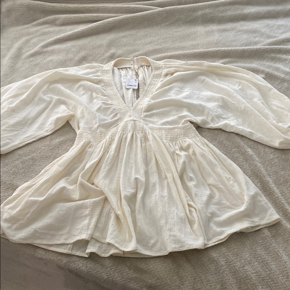 Free People Cream Long Sleeve Dress